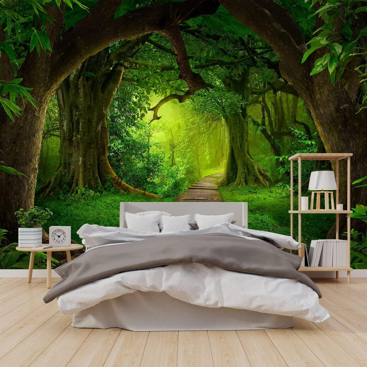 FENDROM Nature Forest Tree Cave Tapestry Wall Hanging Landscape Stream Through Green Rainforest Tapestries Jungle Creek Psychedelic Wall Blanket for Living Room