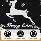 30 Inch Christmas Tree Skirt, Burlap Black Christmas Rustic Tree Skirt with Elk Deer and White Snowflake Printed for Holiday Party Xmas Tree Decoration