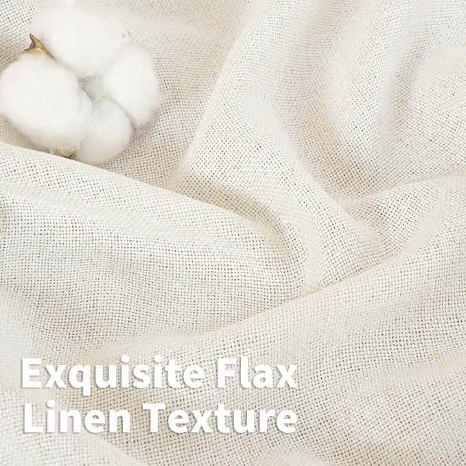 YoungsTex Ivory Linen Semi Sheer Curtains 45 Inch Length - Image 4