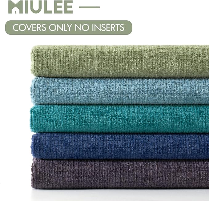 MIULEE Sage Green Chenille Couch Throw Pillow Covers, 20x20 | Set of 2 - Image 8