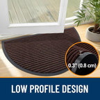 OLANLY Half Circle Front Door Mat 35x30, Waterproof Heavy-Duty Doormat | Brown - Image 4