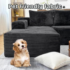 104" Modern Modular L-Shape Sofa Couch with Chaise Black Faux Rabbit Fur Cloud Sectional Couch with Deep Seat Modular Sectional Sofa No Assembly Required Upholstered Couches for Living Room Bedroom