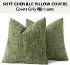 MIULEE Chenille Textured Throw Pillow Covers Sage Green 20x20 Set of 2 | Slubby - Image 7