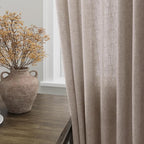 Brownish Grey Linen Curtains for Living Room Extra Long 132 Inches Long Back - Image 8