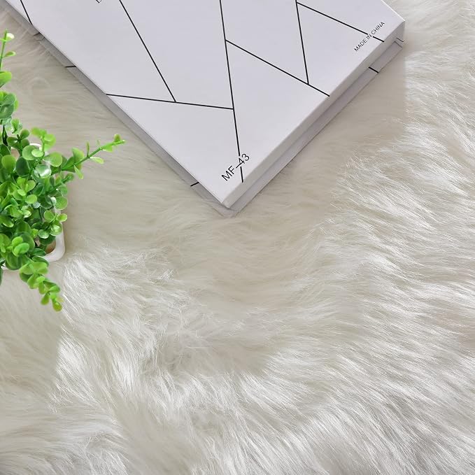 ORINOVA White Faux Sheepskin Fuzzy Fur Rugs - Image 4