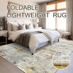 Soalmost 6x9 Area Rug for Living Room Washable Rugs Non-Slip Grey/Rust | - Image 6