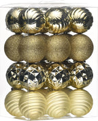 Valery Madelyn Christmas Ornaments Tree Decorations Set for Fall Halloween, 24ct Gold Shatterproof Ball Ornaments, 2.36" Hanging Ornament Bulk for Xmas Holiday Party Decor