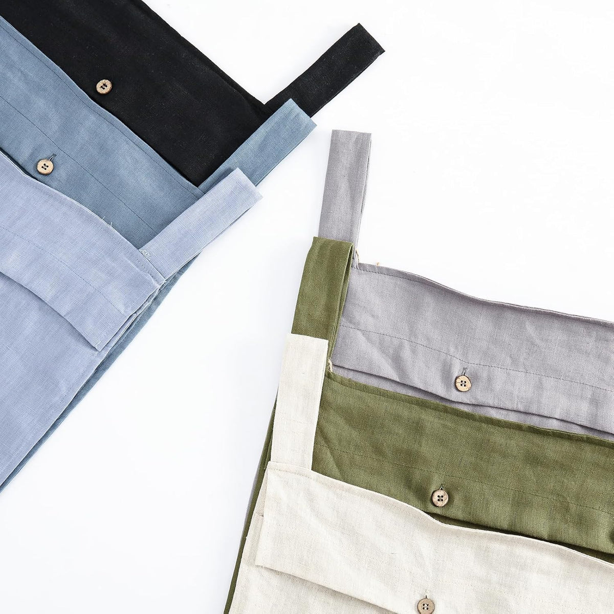 Linen Hanging Laundry Bag, 100% Linen Over The Door Laundry Hamper with Buttons and Zipper, Space Saving Door Hampers for Laundry Dirty Clothes Home Travel, Green