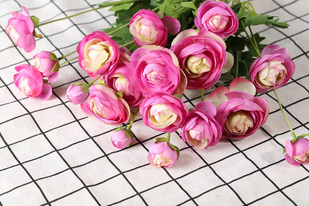 Artificial Silk Flowers Ranunculus Flower for Wedding Home Decoration 5 PCS Purple