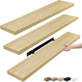 Sorbus Floating Shelves for Wall - 35 Inch Long Bathroom Shelves, Wall Decor for Bedroom, Kitchen, Living Room & Book Storage - Mounted Floating Shelf with Invisible Brackets (Maple Wood, 3 Pack)