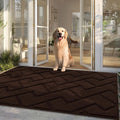 hicorfe Front Door Mat Outside Entrance,36"x59" Absorbent Muddy Dirt Resist Welcome Door Mats Outdoor Indoor,Stain and Fade Resistant,Non Slip Backing Entry Mat Doormat for Entryway(Coffee)