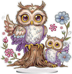 Diamond Painting Kits for Adults Beginners, 5D Full Drill Owl Crystal Art Desktop Ornament, DIY Single Sided Home Office Desk Decor, Creative Craft Gift Set with Tools