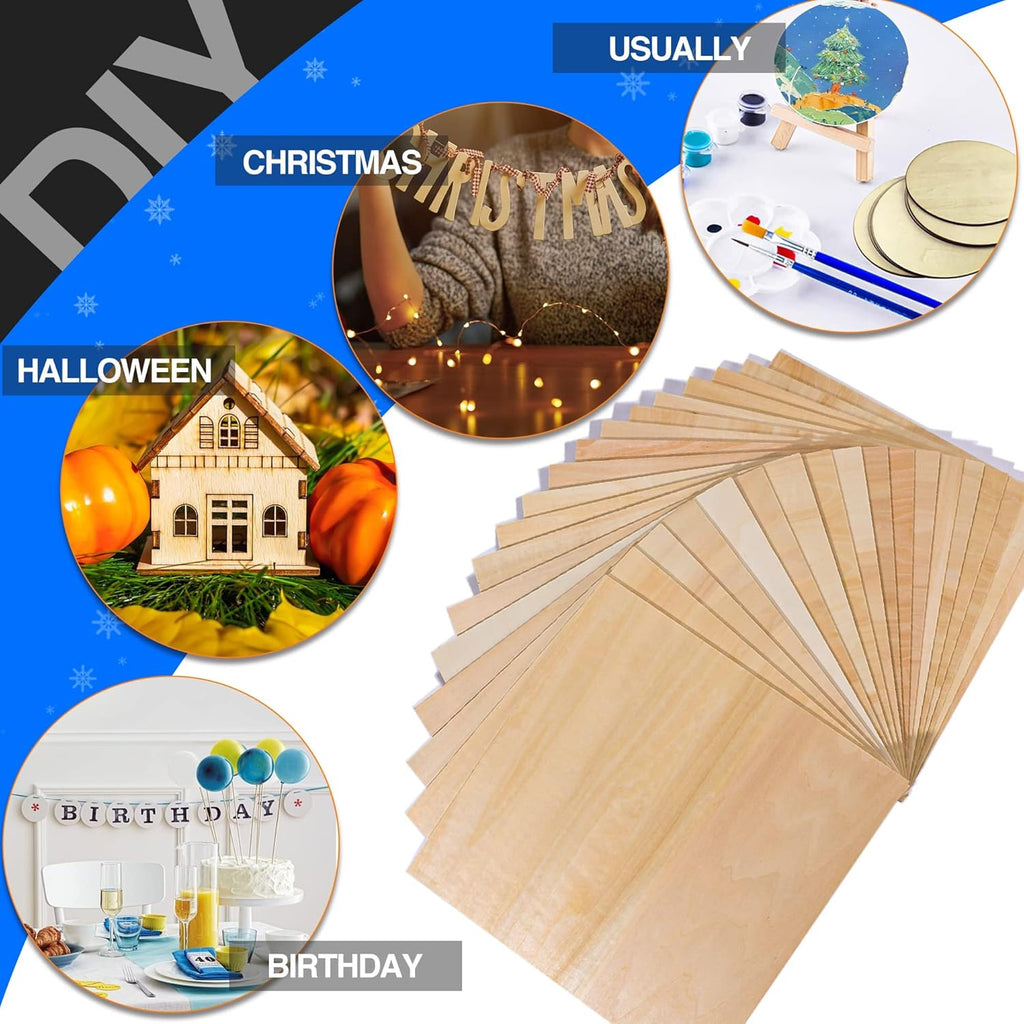 18 Pack Basswood Sheets 12"x12"x1/8" for Crafts, Unfinished Basswood Craft Board Perfect for DIY Ornaments and Models, Drawing, Painting, Engraving, Wood Burning, Laser Cutting