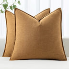 MIULEE Decorative Linen Euro Sham Pillow Covers 22x22 Inch Hazel | Boho by MIULEE