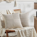 Fancy Homi 2 Packs Neutral Taupe Euro Decorative Throw Pillow Covers 26x26 Inch for Couch Bed Sofa, Rustic Farmhouse Boho Home Decor, Soft Corss Corduroy Patchwork Textured Square Cushion Case 66x66cm