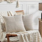 Fancy Homi 2 Packs Neutral Taupe Samll Decorative Throw Pillow Covers 12x12 Inch by Fancy+Homi