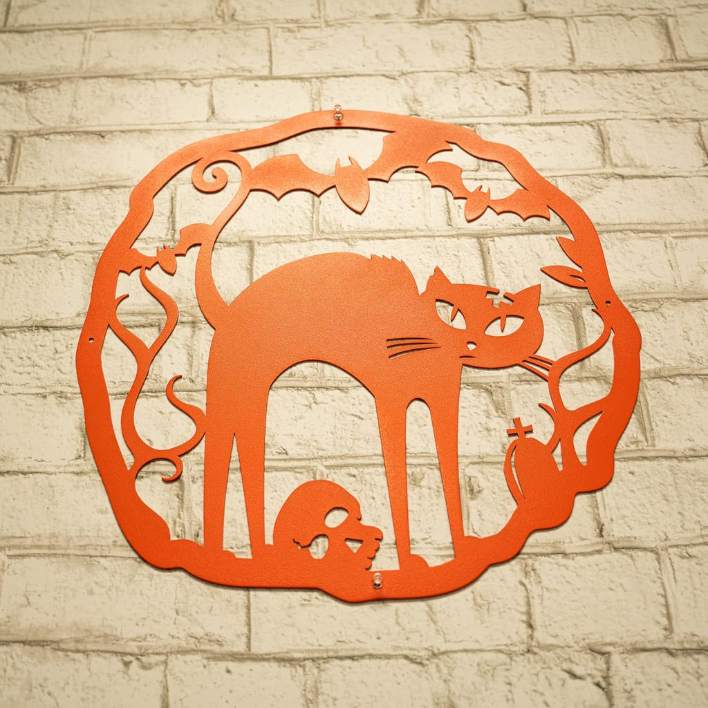 RealSteel Halloween Decoration, Indoor or Outdoor Wreath Front Door Sign, Wall Decor, Door Sign