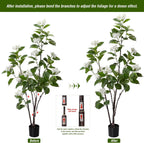 Fake Plants Home Decor Artificial Plants Outdoor Hydrangea Artificial Plants Indoor Fake Tree Living Room Decor Artificial Tree Porch Decor Fiddle Leaf Fig Tree 6Ft (White)