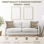 Charlotte Home Furnishings Decorative Tapestry Pillow Cover 14x14 in, Green Two Does Couch Throw Pillow Cover, French Country Square Cushion Cases for Bed Room Home Decor, Soft Cotton Jacquard Woven
