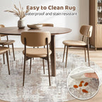 LOONGRUG Round Rug 8x8 Washable Large Neutral Modern Circle Rugs Brown | - Image 4