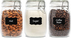 ComSaf Airtight Glass Canister Set of 3 with Lids 34oz Food Storage Jar Round - Storage Container with Clear Preserving Seal Wire Clip Fastening for Kitchen Canning Cereal,Pasta,Sugar,Beans,Spice