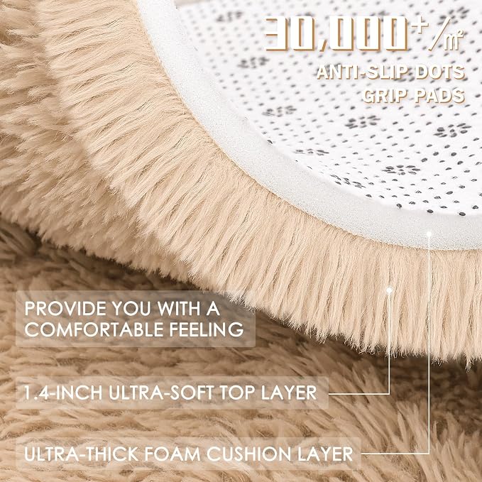 OLANLY 5x5 Area Rugs for Living Room Bedroom, Machine Washable Soft Fluffy - Image 8