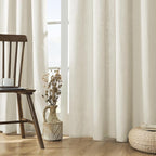 Joydeco Linen Curtains 2 Panel Set, Light Filtering, Ivory on Linen Curtains 90 - Image 2