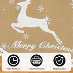 36 Inch Christmas Tree Skirt, Burlap Linen Color Christmas Rustic Tree Skirt with Elk Deer and White Snowflake Printed for Holiday Party Xmas Tree Decoration