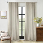 Oatmeal Pinch Pleated Linen Blackout Curtains 102 Inches Long - Image 9