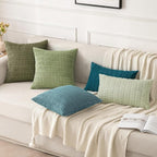 MIULEE Corduroy Decorative Throw Pillow Covers 16x16 Coastal Blue Pack of 2 | - Image 2