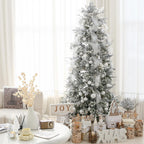 Sea Team 60mm/2.36" Delicate Contrast Color Theme Painting & Glittering Christmas Tree Pendants Decorative Hanging Christmas Baubles Balls Ornaments Set - 30 Pieces (Silver & White)