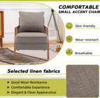 HAOBO Home Mid Century Modern Accent Chair Upholstered Living Room Chairs Armchair with Rattan Armrest Comfy Reading Chair with Wood Frame Lounge Side Chair with Waist Cushion