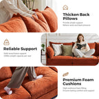 Oversized Accent Chair, Upholstered Modern Sofa Chair with Removable Backrest & Detachable Cover, 24.5" Deep Seat Large Reading Armchair for Living Room Bedroom - Chenille Terracotta Set of 2