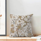 CXMEIFLY Spring Floral Birds Pillow Covers 16 x 16 Inch Set of 2 for Chinoiserie Flowers Decor Throw Pillows Brown and White Plant Outdoor Decorative Cushion Cases for Couch Bed Decorations