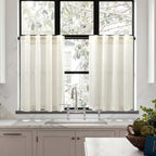 Cream Linen Cafe Curtains 30 Inch Length - Image 7
