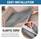 H.VERSAILTEX Super Stretch Individual Seat Cushion Covers - Sofa & Couch Cushion Slipcover Sets - Thick Jacquard Textured Twill Fabric (3 Piece XL, Dove)