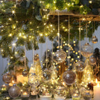 Sea Team 50mm/1.97" Shatterproof Clear Plastic Christmas Tree Ball Ornaments Set, Decorative Hanging Transparent Xmas Baubles with Stuffed Delicate Decorations (30 Counts, Champagne)