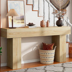 63 Inch Long Console Table for Entryway, Farmhouse Wood Rectangular Sofa Table Behind Couch Table, Narrow Entryway Table for Living Room, Entrance, Hallway, Foyer, Easy Assembly (Natural)