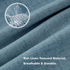 MIULEE 100% Blackout Linen Curtains 42 x 108 Inch Stone Blue 2 Panel | Thermal - Image 3
