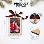 Christmas Photo Frame Ornament, 2025 Ornament, Wooden Picture Frame Ornaments With Hanging String (Family of Four)