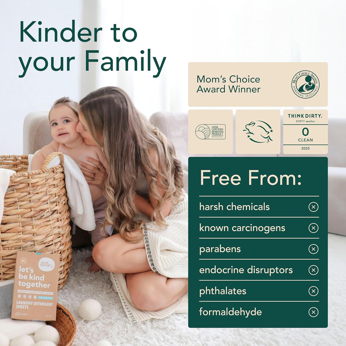 Kind Laundry Detergent Sheets with Stain-Fighting Enzymes - Plant Powered Eco-Friendly Laundry Soap Sheets - Home or Travel Laundry Detergent - Ocean Breeze, 32 Loads (Mom's Choice Award Winner)