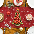 Artoid Mode Snowman Christmas Birds Trees Table Runner, Seasonal Winter Xmas Holiday Kitchen Dining Table Decoration for Indoor Outdoor Home Party Decor 13 x 48 Inch