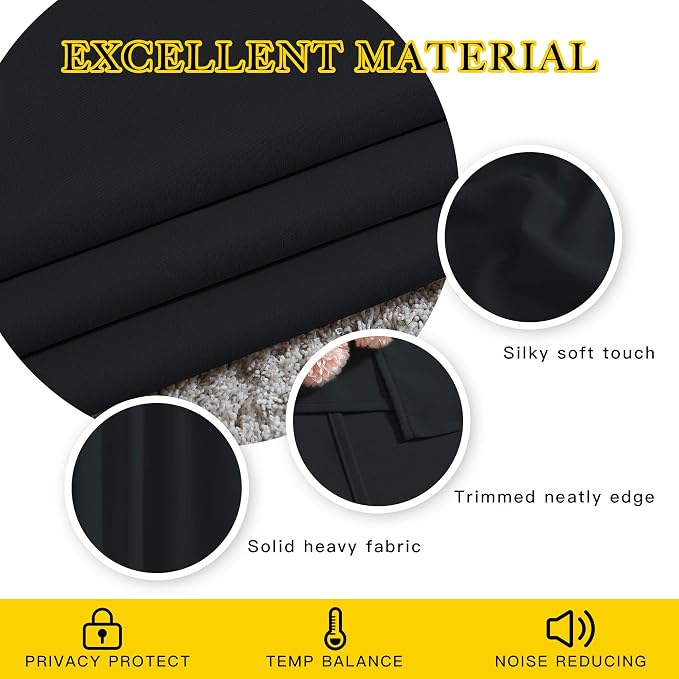 NICETOWN Black Out Curtains 54 inch Long 2 Panels Burg - Image 4