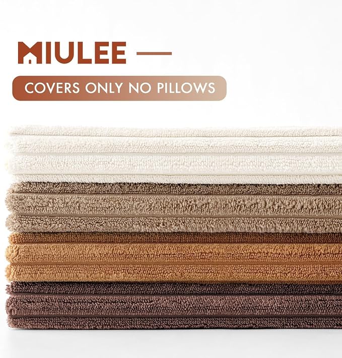 MIULEE Fall Corduroy Decorative Throw Pillow Covers Brown Series 20x20 | Set of - Image 6