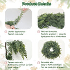 2Pcs 6FT Christmas Cedar Garland Artificial Real Touch Thickness Realistic Greenery Pine Garland for Mantle Fireplace Outdoor Indoor Christmas Decorations