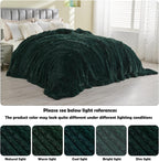GONAAP Fuzzy Faux Fur Throw Blanket Queen Size Forest Green Super Soft Cozy Plush Fuzzy Shaggy Blanket for Couch Sofa Bed (Forest Green, Queen(90"x90"))