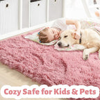 Amdrebio Blush Pink Fluffy Rug 5x8 - Image 2