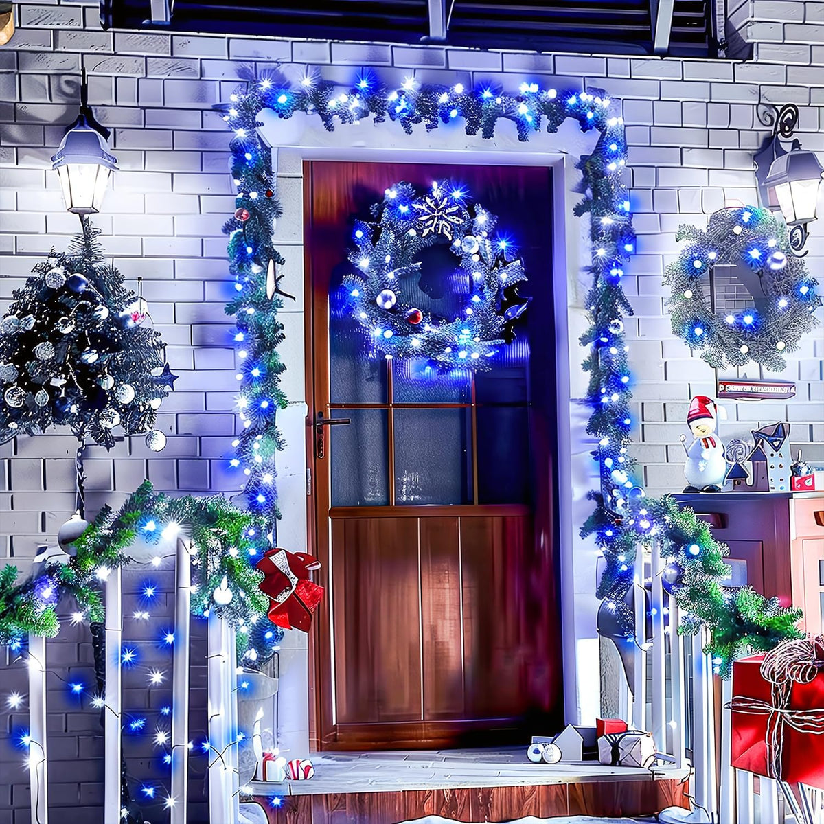 JMEXSUSS 66ft 200 LED Blue and White Christmas Lights, Outdoor Christmas String Lights Plug in, Expandable Christmas Lights for Tree Outside Party Home Decorations, EXS-S-0200