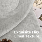 YoungsTex Light Grey Linen Semi Sheer Curtains 54 Inch Length 2 Panels | Light - Image 4