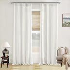 Beige White Pinch Pleated Linen Curtains 92 Inches Long 2 Panels | Memory - Image 8
